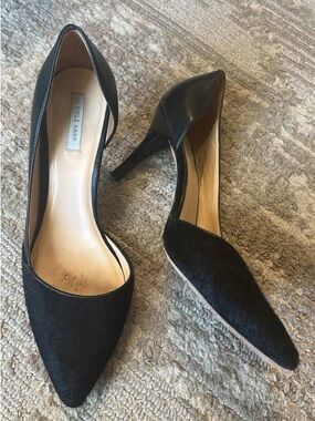 Cole Haan Black Pointed-Toe D'Orsay Pumps with Mid Heel